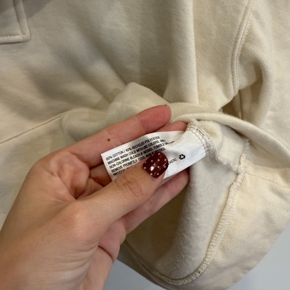 Cream Pullover Mock Neck Quarter Zip size XL - Picture 5 of 7